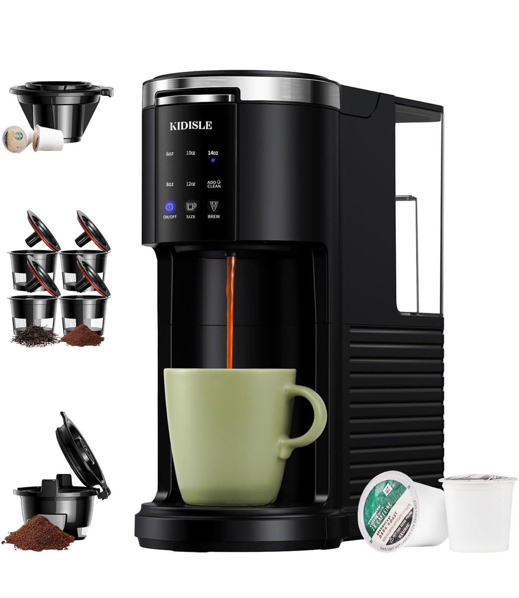 KIDISLE 3 in 1 Single Serve Coffee Maker for K Cup Pods & Ground