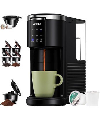 KIDISLE 3 in 1 Single Serve Coffee Maker for K Cup Pods & Ground Coffee & Teas
