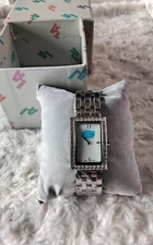 Logo Art Florida Gator Ladies 22mm Watch Silver Tone Stone Rectangle MOP-NEW