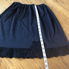 Vintage Wonder Maid Black Half Slip Large Nylon Wide Lace Bottom