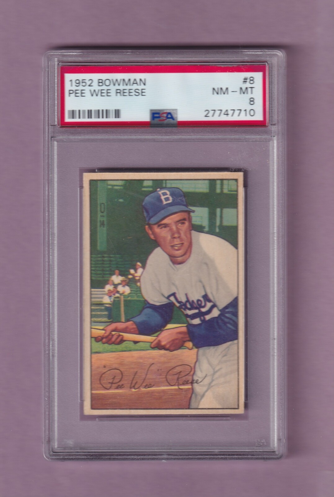 1952 BOWMAN PEE WEE REESE baseball card #8 - PSA 8 NM-MT - Brooklyn Dodgers