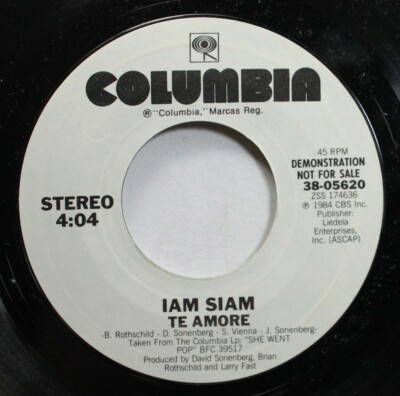 Rock Promo 45 Te Amore - Iam Siam / Iam Siam On Columbia