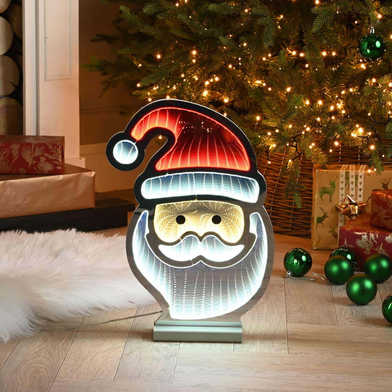 Festive Lit Infinity Santa Face Light