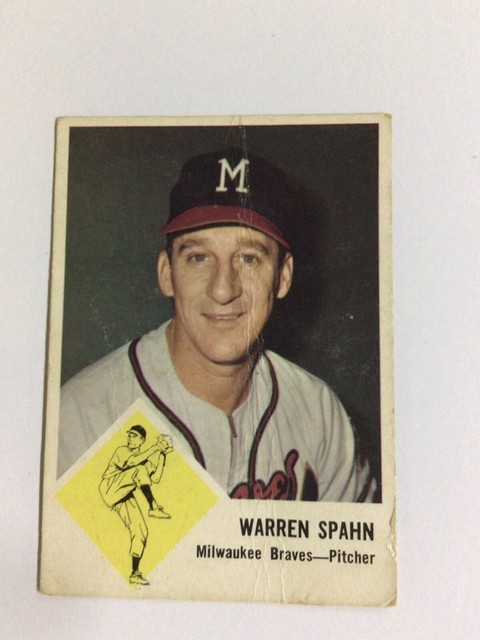 MILWAUKEE BRAVES WARREN SPAHN 1960 FLEER BASEBALL CARD VG 45 GREAT 