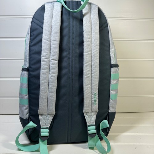 Adidas Grey & Teal Green Classic 3 Stripe Backpack Book Bag Laptop Bag - Picture 15 of 22