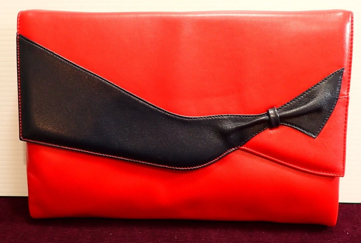 Faigen Red and Black 3 Compartment Clutch Bag Hand Bag