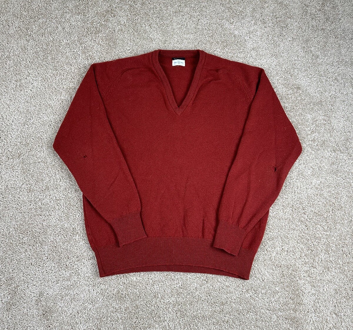 Vintage 70s 80s Brooks Brothers Pure Lambswool Red Pullover Sweater Size 44