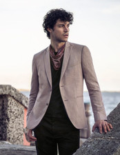 1498 NWT New John Varvatos Linen and Silk Peak Lapel Blazer Jacket EU48 US38
