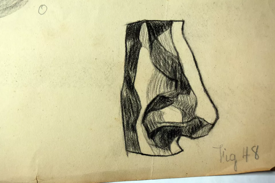 Lápiz de dibujo antiguo de 17" de los años 20 dibujo al carbón estudio de nariz de la señora Lester Bennett Foto 2 de 4