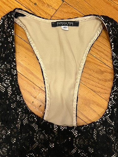 PATRIZIA PEPE Vintage Lace Pencil Skirt And Top Set Black Nude Size 40/42 US 2 - Picture 18 of 19