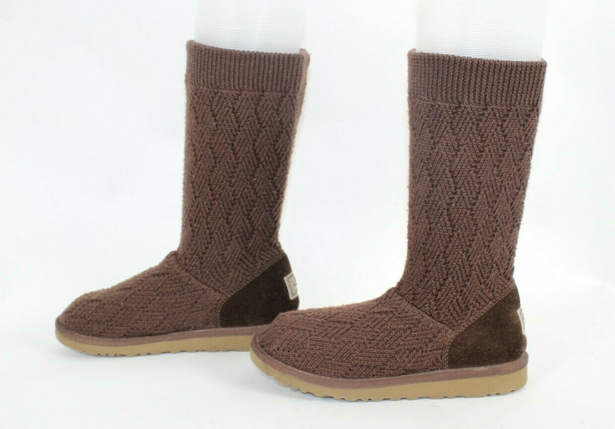 SAOLA Stivali Ugg taglia 5 marroni pull on vera pelle di pecora suola in gomma
