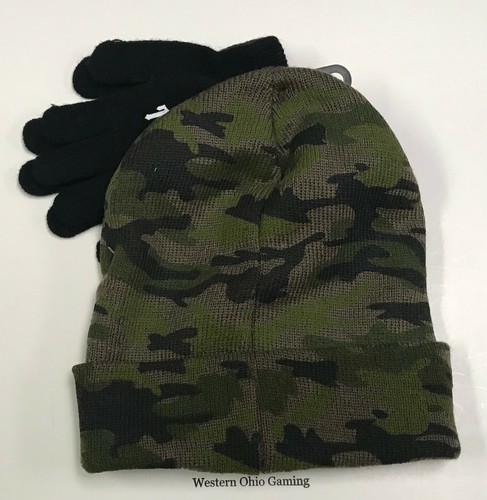 Boy's Bad To The Bone Beanie Hat Glove Combo NEW Winter Camouflage Set Skull - Picture 2 of 2