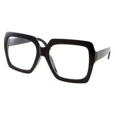XL Black Thick Square Oversized Clear Lens Glasses - Men and Women Costume