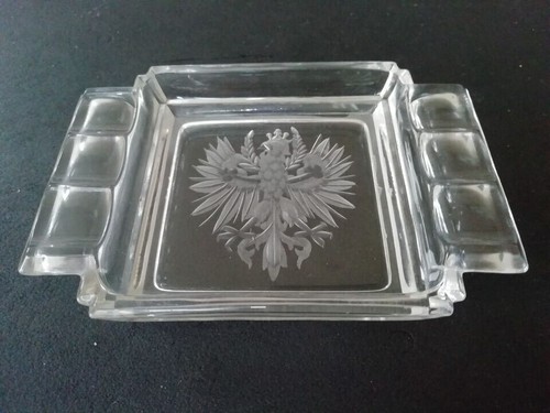 CENICERO DE VIDRIO ART DECO - ÁGUILA DE EUROPA ORIENTAL - GRABADO INVERSO - 10 X 7 CM - Imagen 14 de 17
