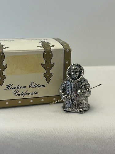 Heirloom Editions California Inuit Alaskan Fisherman Pewter Thimble Vintage 1996