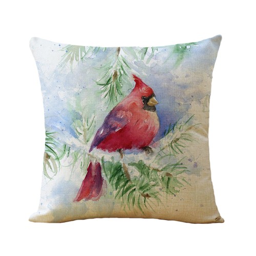 Cardinal Snow Branch Pillow Cover Winter Robin Bird Christmas Holly Cushion Case - Picture 25 of 88