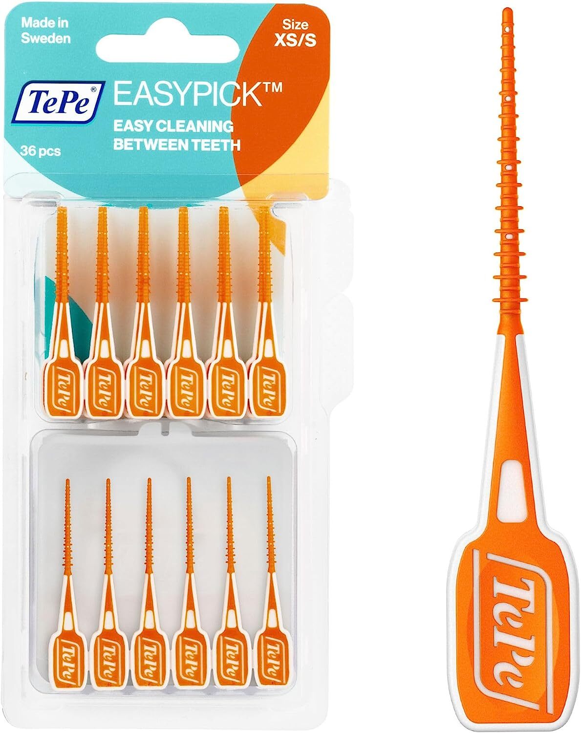 TePe EasyPick Interdental Brush 36 Brush Pack ORANGE XS/S, BLUE M/L