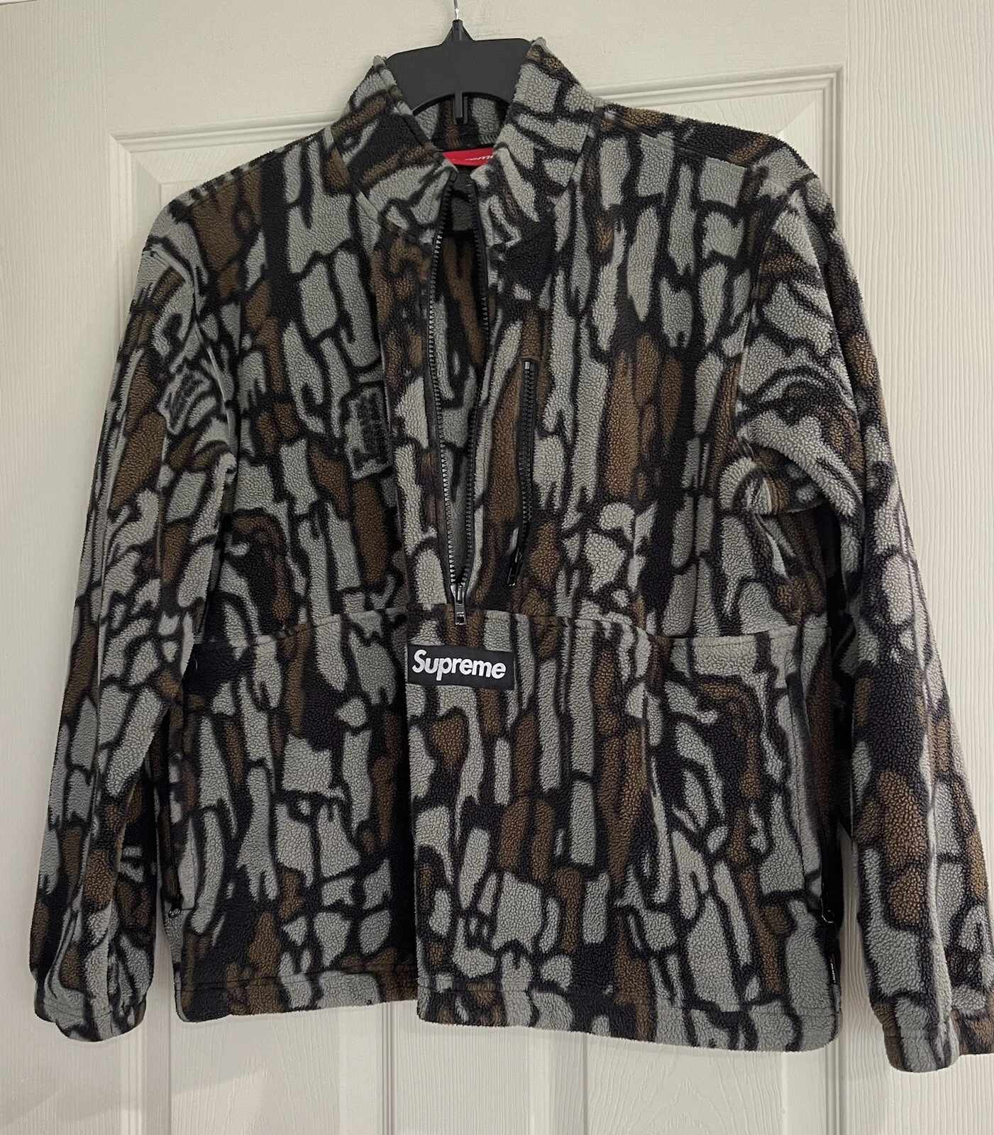 Pull demi zip Supreme Polartec camouflage écorce d'arbre olive taille S très bon état
