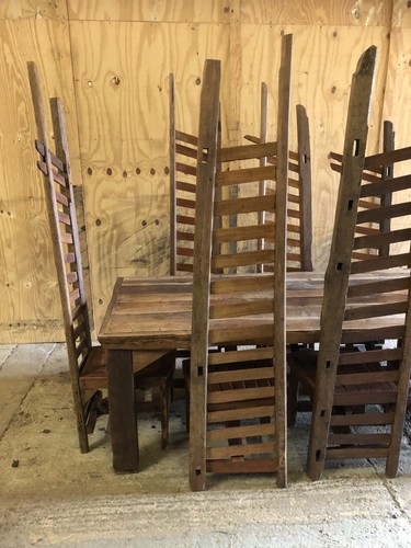Very Large Bespoke Rustic Stunning Table & Chairs Very Rare Sits 10 People - Picture 9 of 10