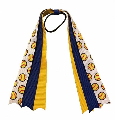 FIOCCO PER CAPELLI SOFTBALL CON NASTRO BIANCO E NERO E PELLE - Foto 3