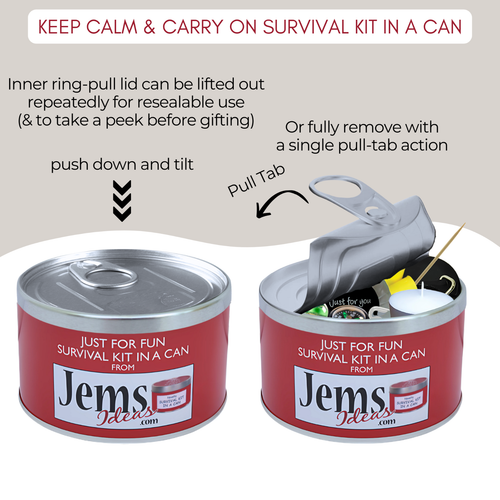 KEEP CALM & CARRY ON SURVIVAL KIT IN A CAN. New Job/Leaving/Retirement Gift Card - Picture 7 of 9