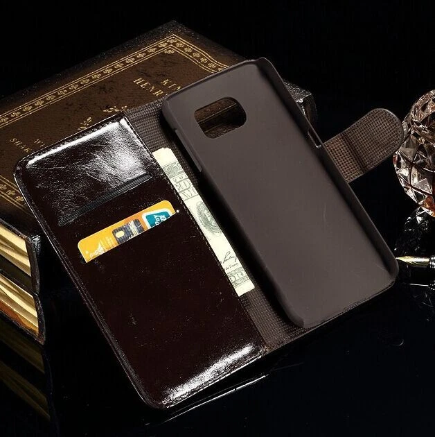 Luxury Shiny PU Leather Flip Wallet Card Slot Case Cover For Samsung Galaxy S6  - Image 4 of 4