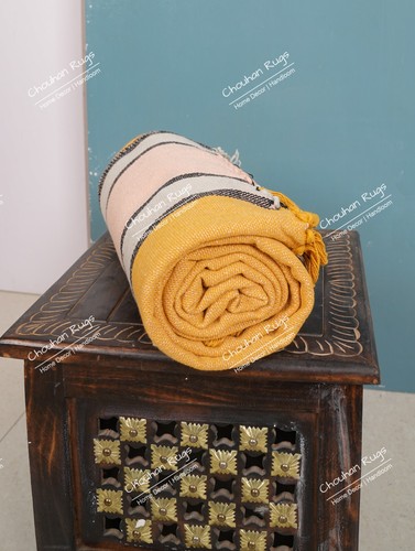Hand Loom Blanket Boho Block Print Bed Throw Linen with Tassels For Living Home - Picture 10 of 37