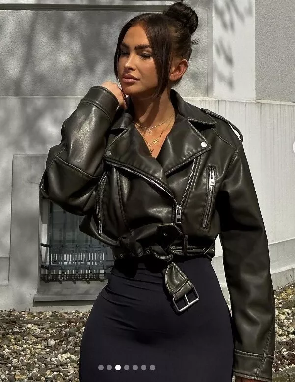 Charcoal leather jacket clearance womens
