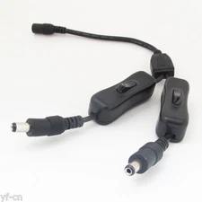 1pc 30cm 5.5mmx2.1mm 2.1mm Female to 2x Male DC Power Cable with On Off Switch