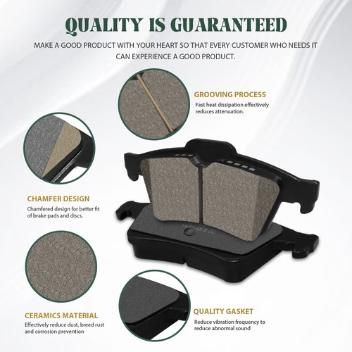 Front Ceramic Disc Brake Pads Set of 4 for 2004 2005 2006 Toyota Tundra Sequoia - Picture 2 of 6