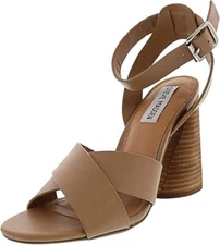 Steve Madden Tan/Nude Wendel Crisscross Block Heel Leather Sandals. Sz. 10 NIB!