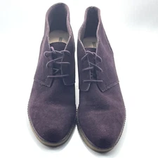 Clarks Women's Soft Cushion Hazen Charm Suede Wedge Ankle Booties Purple Sz 9.5W