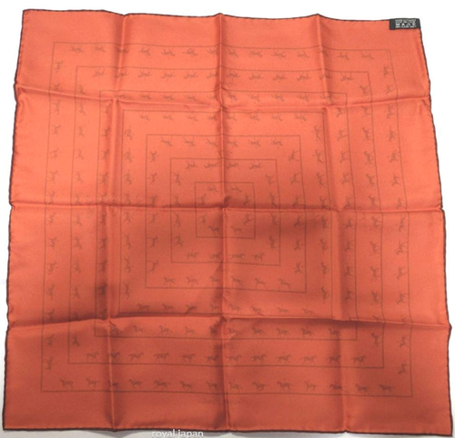 HERMES Petit Carre 45 Saut Galop Canter Rack Horse Silk Scarf 41cm Orange - Picture 4 of 12