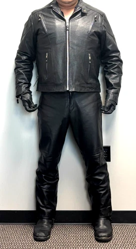 Wilson Black Cruiser Biker Leather Suit - XL CAFE Jacket and 36 Pants