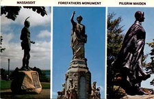 Plymouth, Massachusetts, monuments, Massasoit, Forefathers Monument, Pi postcard