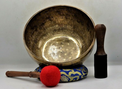 Mantra Hand-carved 10 inch Tibetan singing bowl - Meditation & Chakra balancing - Picture 1 of 6