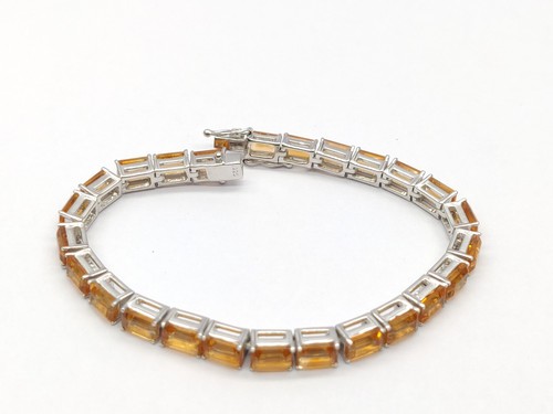 Natural Gemstone, Citrine & Topaz, Multi gemstone Tennis Bracelet, Fine Silver - Picture 14 of 34