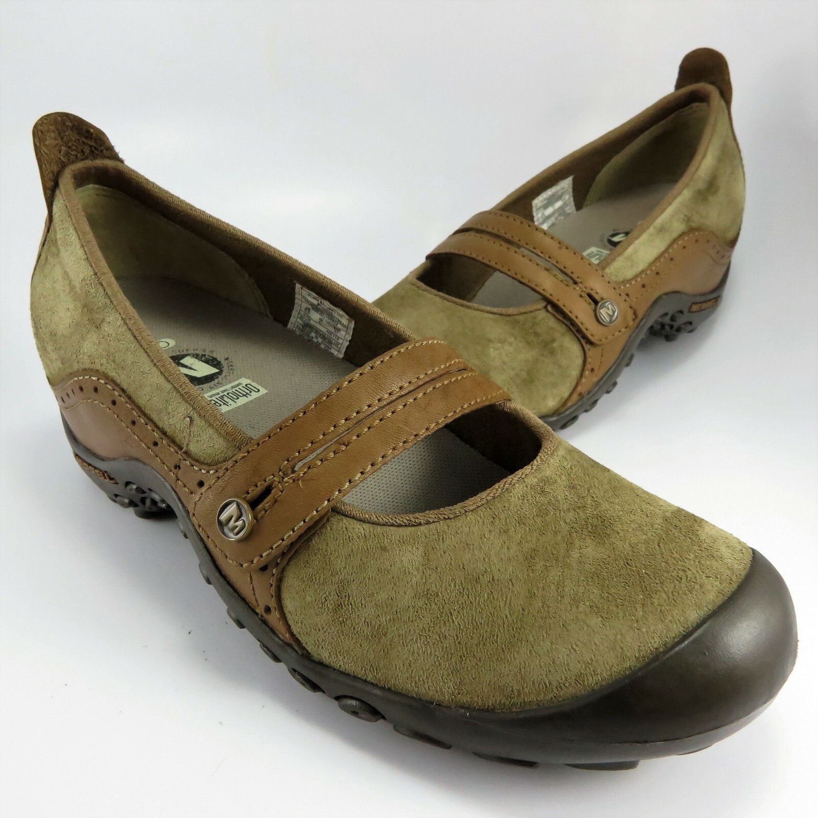 Merrell Plaza Bandeau Mary Jane Mocs slip on donna taglia 6 5 M marrone marrone zeppa