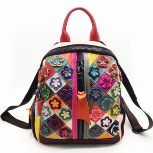 floral leather backpack