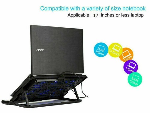 Laptop A9 Cooler Cooling Pad W/6 Powerful Fan Table Stand for 12"-17" Laptop LED - Picture 5 of 7