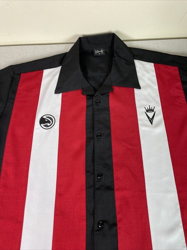 Steady USA Men’s Black White & Red Atlanta Hawks Logo Bowling Shirt Size XL - Picture 3 of 13