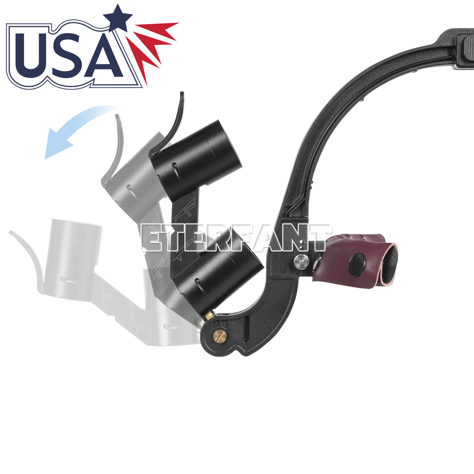 ETERFANT Dental 3.5X Headband Binocular Loupes 5W Dual LED Head Light 2 Leds