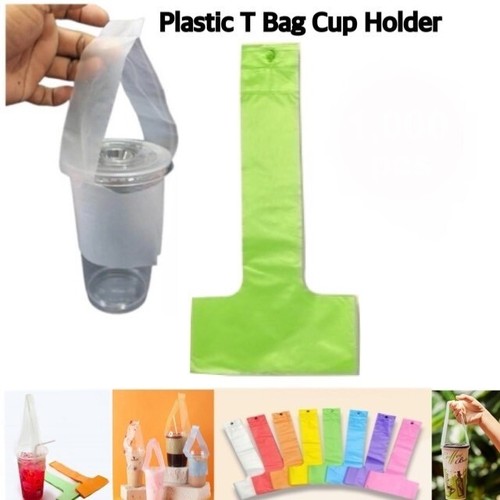 Plastic Cup Carrier Handle Drink T Delivery Container Hanging Bag Clear & Color - Picture 34 of 51