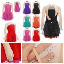 Kids Girls Leotard Dance Dress Glittery Rompers Performance Dresses Ballet Mesh
