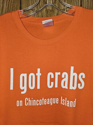 Steamers I Got Crabs Chincoteague Xl Mens Orange Double-sided Graphic Logo Tee 