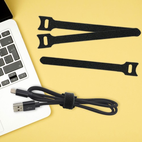50Pcs Cable Straps Black Wire Cord Hook Loop Ties Reusable Fastening Organizer - Picture 5 of 18