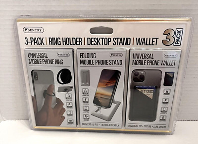 New Sentry 3-Pack Cell Phone Accessories Ring Holder Desktop Stand and Wallet
