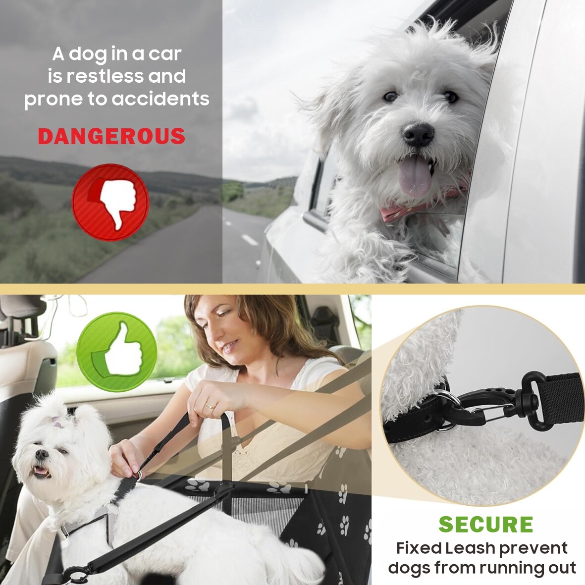 Pet Car Carrier Bed with Safety Belt for Dog/Cat Puppy/Travel Booster