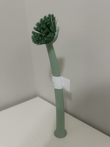IKEA RINNIG Dish Brush, Scraper Edge & Suction Cup Green Plastic 11in Length.. - Picture 3 of 3