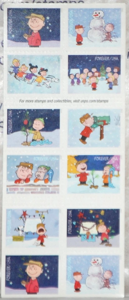Charlie Brown Christmas Booklet Of 20 Forever Stamps U.S. Scott # 5021 - 5030 - Image 2 of 2